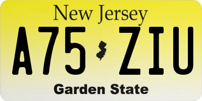 NJ license plate A75ZIU