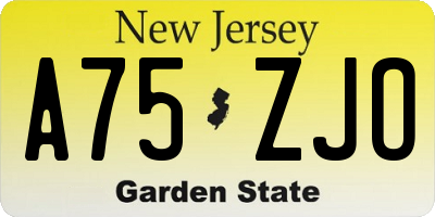 NJ license plate A75ZJO