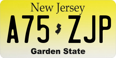 NJ license plate A75ZJP