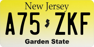NJ license plate A75ZKF