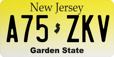 NJ license plate A75ZKV
