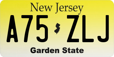 NJ license plate A75ZLJ