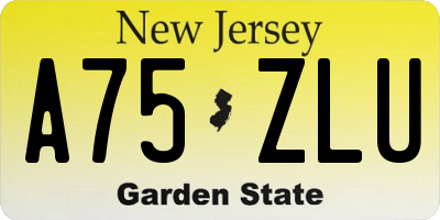 NJ license plate A75ZLU