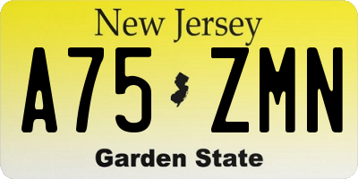 NJ license plate A75ZMN