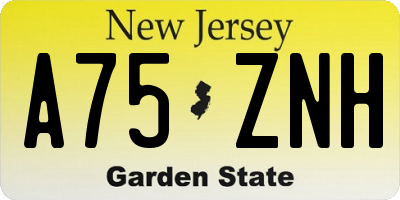 NJ license plate A75ZNH