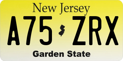 NJ license plate A75ZRX