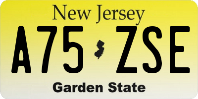 NJ license plate A75ZSE