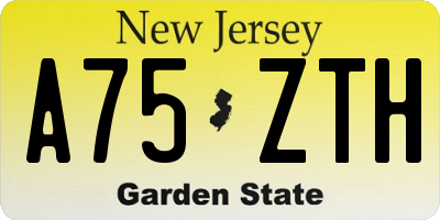 NJ license plate A75ZTH