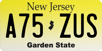 NJ license plate A75ZUS