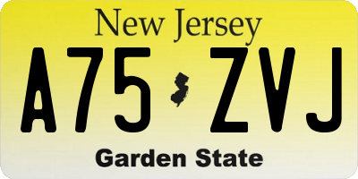 NJ license plate A75ZVJ