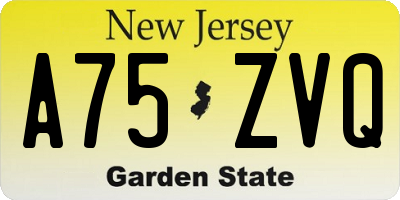 NJ license plate A75ZVQ