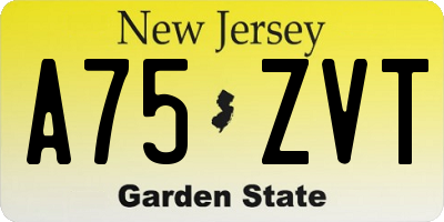 NJ license plate A75ZVT