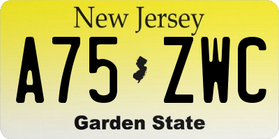 NJ license plate A75ZWC