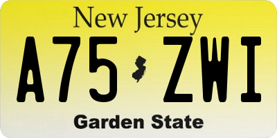 NJ license plate A75ZWI