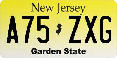 NJ license plate A75ZXG