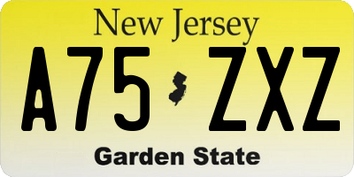 NJ license plate A75ZXZ