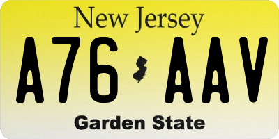 NJ license plate A76AAV