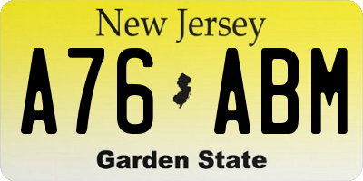NJ license plate A76ABM