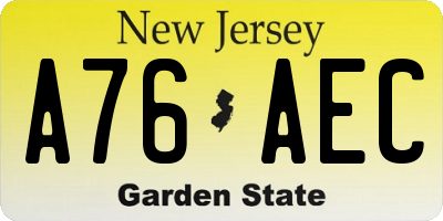 NJ license plate A76AEC