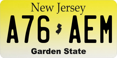 NJ license plate A76AEM