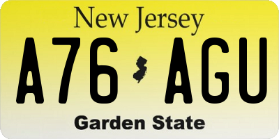 NJ license plate A76AGU