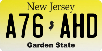 NJ license plate A76AHD