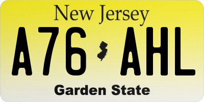 NJ license plate A76AHL