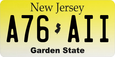 NJ license plate A76AII