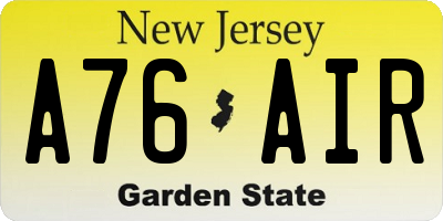 NJ license plate A76AIR