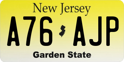 NJ license plate A76AJP