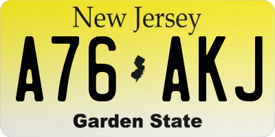 NJ license plate A76AKJ
