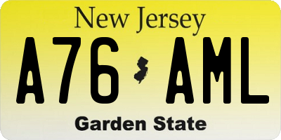 NJ license plate A76AML