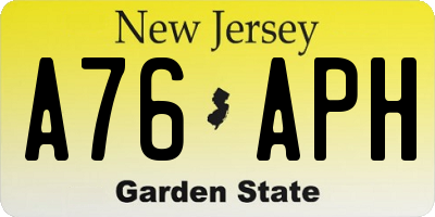 NJ license plate A76APH