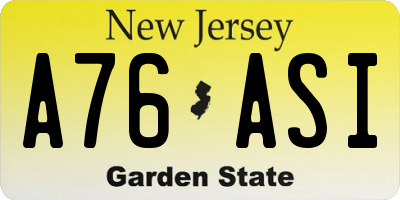 NJ license plate A76ASI