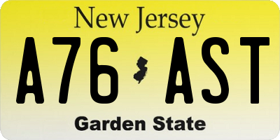 NJ license plate A76AST