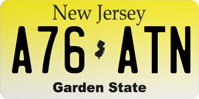 NJ license plate A76ATN