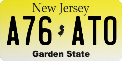 NJ license plate A76ATO