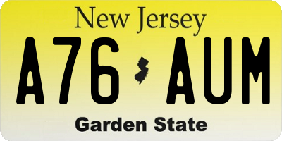 NJ license plate A76AUM
