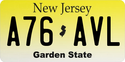 NJ license plate A76AVL