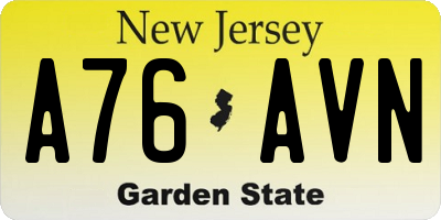 NJ license plate A76AVN