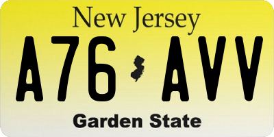 NJ license plate A76AVV