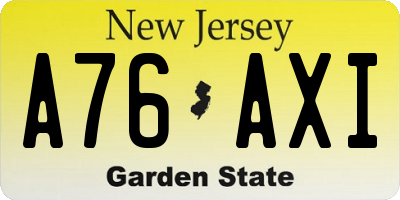 NJ license plate A76AXI