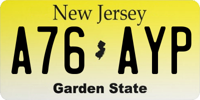 NJ license plate A76AYP