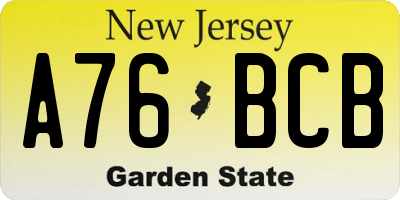 NJ license plate A76BCB