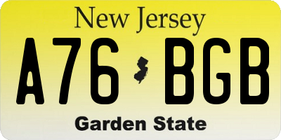 NJ license plate A76BGB