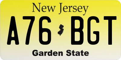 NJ license plate A76BGT