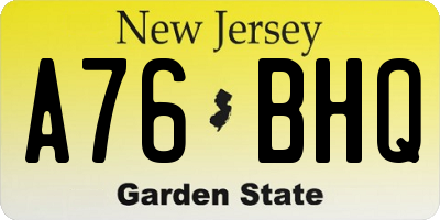 NJ license plate A76BHQ