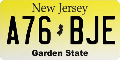 NJ license plate A76BJE