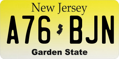 NJ license plate A76BJN