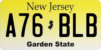 NJ license plate A76BLB